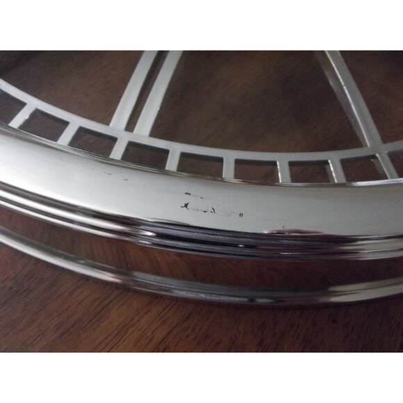 Wall Clock Large 20" Round Silver Cut Out Chrome Roman Numeral Skeleton Round - Picture 3 of 8